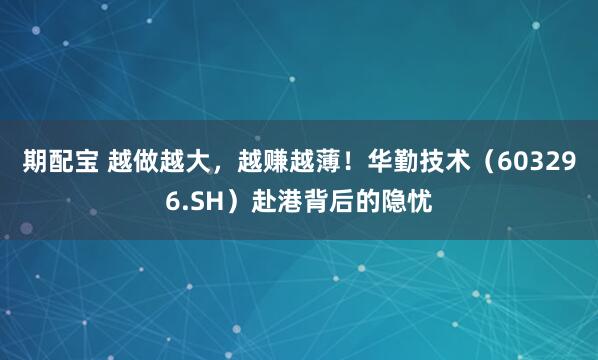 期配宝 越做越大,越赚越薄!华勤技术(603296.SH)赴港背后的隐忧