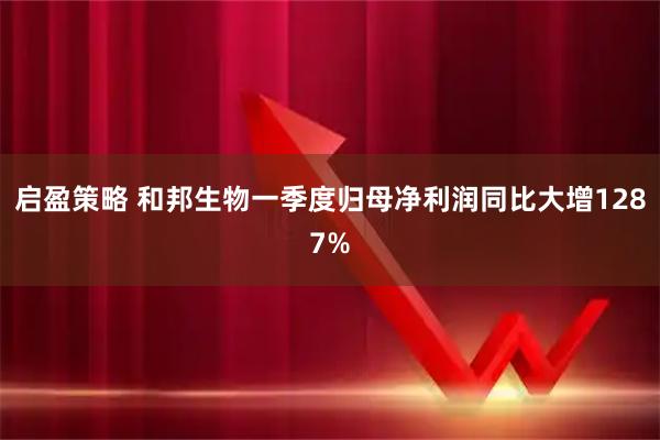 启盈策略 和邦生物一季度归母净利润同比大增1287%